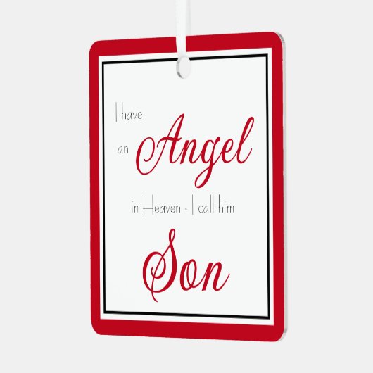 Angel in Heaven Son Memorial Metalen Ornament (Voorkant links)