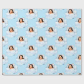 Angel in het 4-Lt Blue-GIFT WRAPPING PAPER Clouds Cadeaupapier (Vlak)