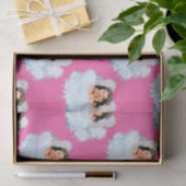 Angel in het 5-roze WRAPPINGPAPIER met wolken Tissuepapier (Geschenk)