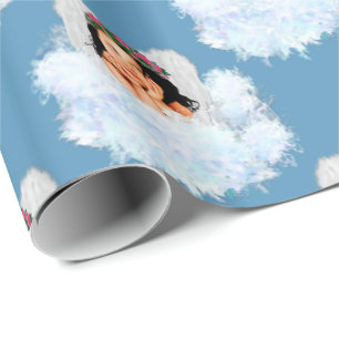 Angel in het Clouds 3-Blue-GIFT WRAPPING PAPER Cadeaupapier