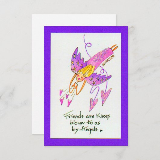 Angel in het Paars brengt vrienden als Kisses Sket Bedankkaart (Voorkant / Achterkant)