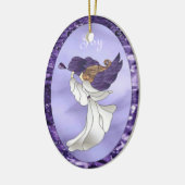 Angel in het Paarse Glas in lood Keramisch Ornament (Links)