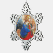 ANGEL IN RODE, GOUD, BLAUW TIN SNEEUWVLOK ORNAMENT (Rechts)