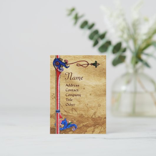 ANGEL IN RODE, GOUD, BLAUWE PLATTELANDSPARCHTIE VISITEKAARTJE (Staand voorkant)
