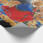 ANGEL IN RODE, GOUD, BLAUWE VLOEISTOFFEN EN PARELT CADEAUPAPIER (Hoek)