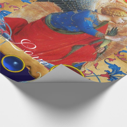 ANGEL IN RODE, GOUDE, BLAUWE VLOERENDE PARCHCHES M CADEAUPAPIER (Hoek)