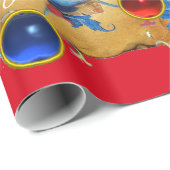 ANGEL IN RODE, GOUDE, BLAUWE VLOERENDE PARCHCHES M CADEAUPAPIER (Rol Hoek)