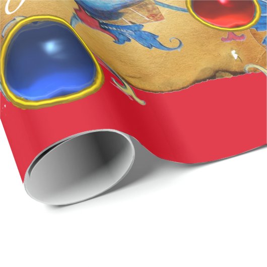 ANGEL IN RODE, GOUDE, BLAUWE VLOERENDE PARCHCHES M CADEAUPAPIER (Rol Hoek)