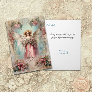 Angel in rode jurk -stijl kaart
