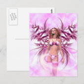 Angel in Roze Fantasy Briefkaart (Voorkant / Achterkant)