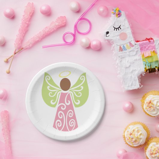 Angel in roze papieren bordje (Feest)