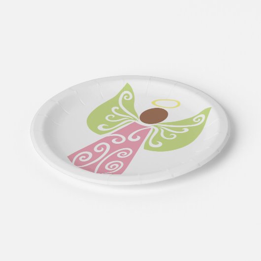 Angel in roze papieren bordje (Gekanteld)