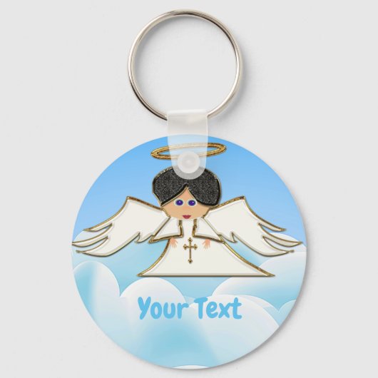 Angel in Sky Round Sleutelhanger (Voorkant)