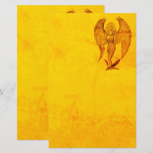 Angel in Tattoo Style Briefpapier (Voorkant / Achterkant)