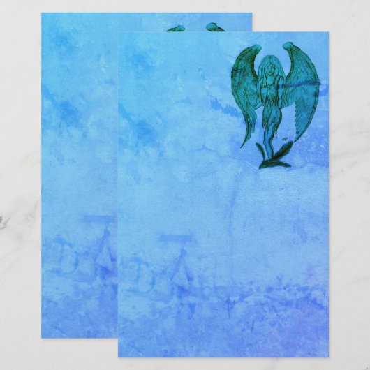 Angel in Tattoo Style Briefpapier (Voorkant / Achterkant)