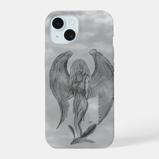 Angel in Tattoo Style iPhone 15 Case (Achterkant)