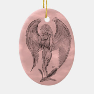 Angel in Tattoo Style Keramisch Ornament