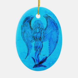 Angel in Tattoo Style Keramisch Ornament