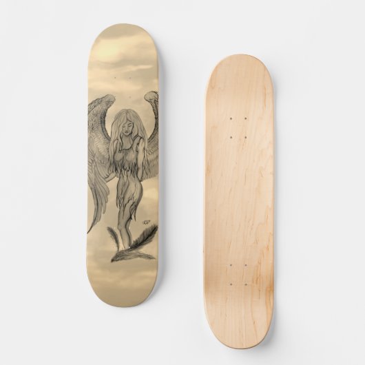 Angel in Tattoo Style Persoonlijk Skateboard (Voorkant)