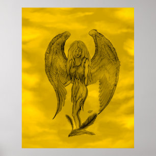 Angel in Tattoo Style Poster