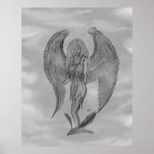 Angel in Tattoo Style Poster