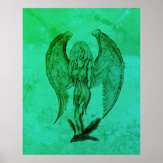 Angel in Tattoo Style Poster (Voorkant)