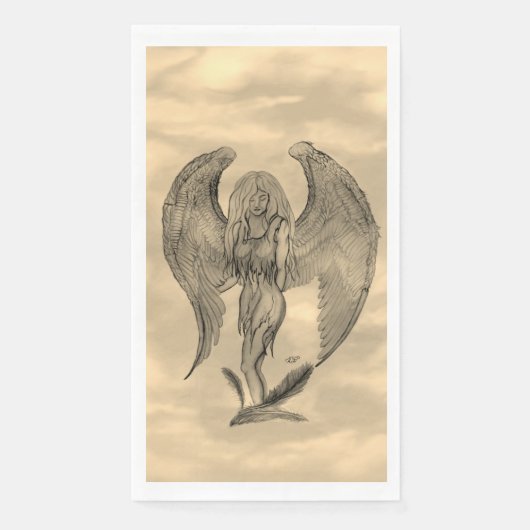 Angel in Tattoo Style Servet (Voorkant)
