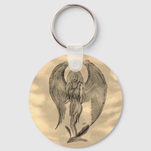 Angel in Tattoo Style Sleutelhanger (Voorkant)