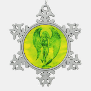 Angel in Tattoo Style Tin Sneeuwvlok Ornament
