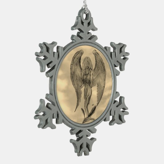 Angel in Tattoo Style Tin Sneeuwvlok Ornament (Links)