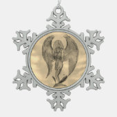 Angel in Tattoo Style Tin Sneeuwvlok Ornament (Voorkant)