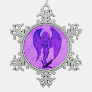 Angel in Tattoo Style Tin Sneeuwvlok Ornament