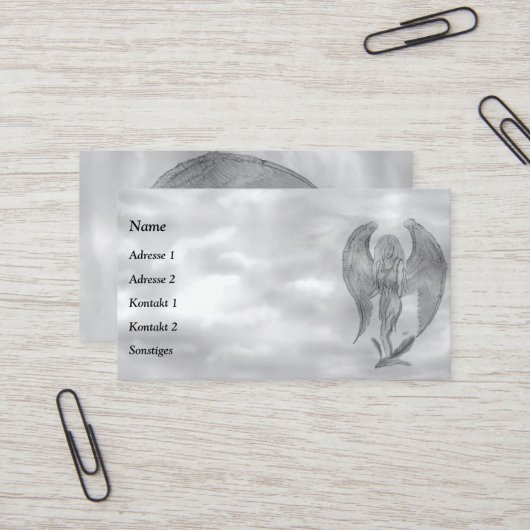 Angel in Tattoo Style Visitekaartje (Voorkant / Achterkant in situ)
