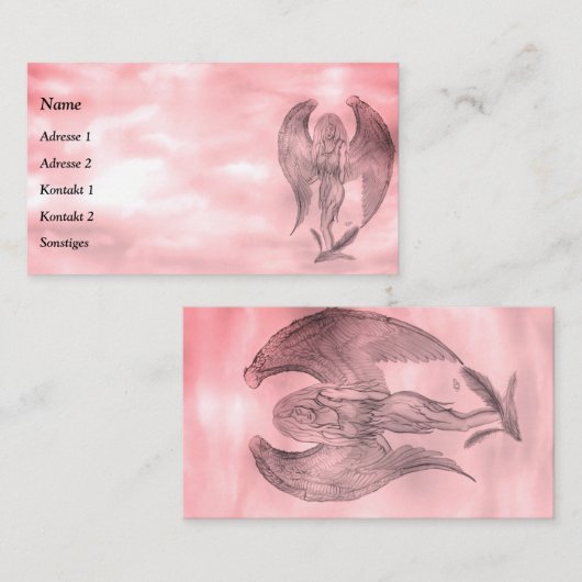 Angel in Tattoo Style Visitekaartje (Voorkant / Achterkant)