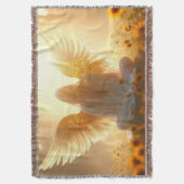 Angel in the sunflowers at sunset deken (Voorkant Verticaal)