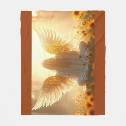 Angel in the sunflowers at sunset fleece deken (Voorkant)