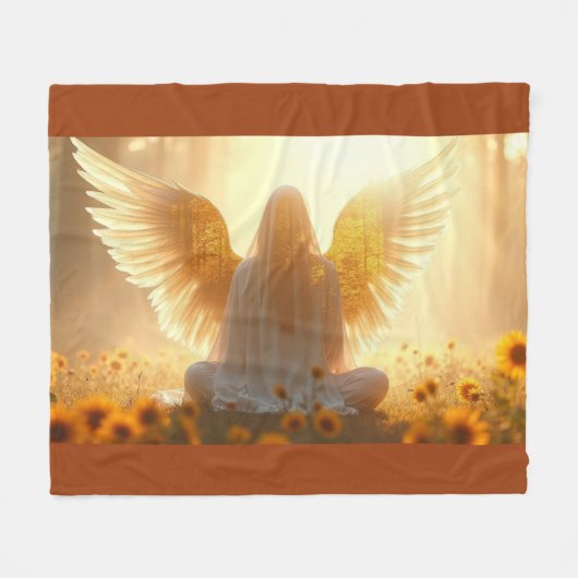 Angel in the sunflowers at sunset fleece deken (Voorkant (Horizontaal))