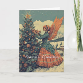 Angel in Victoriaans kerstjurk Kaart