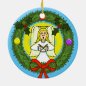 Angel in Wreath Ceramic Ornament (Achterkant)