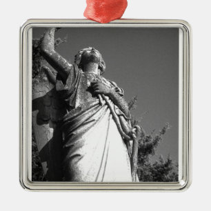 Angel in zwart-wit metalen ornament