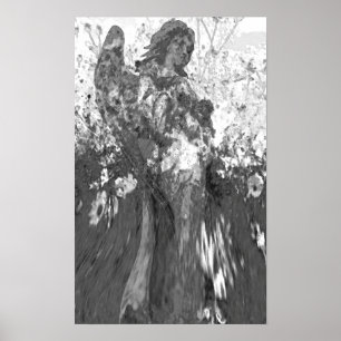 Angel in zwart-wit poster