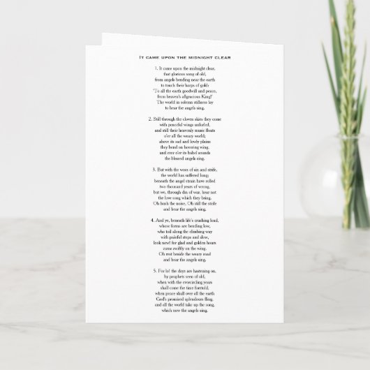 Angel It Came Upon A Midnight Clear Christmas Feestdagen Kaart (Achterkant)