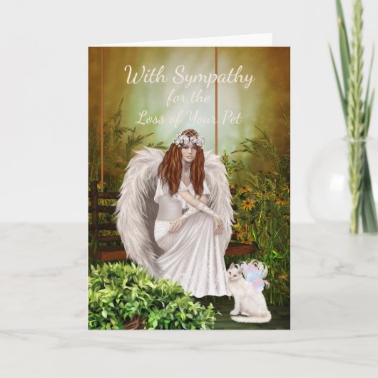 Angel kat voor het verlies van je huisdier kaart (Voorkant)