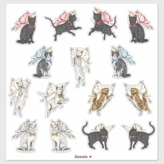 Angel-Katten met Wings Sticker (Vel)