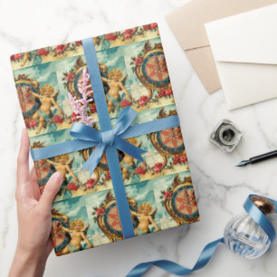 Angel kerst Cherub ouderwets Cadeaupapier