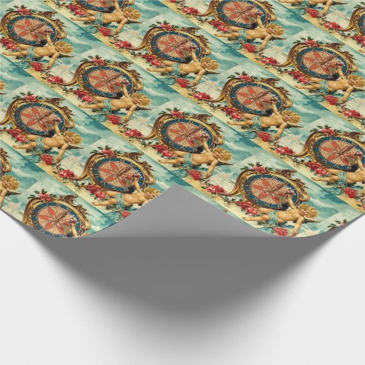 Angel kerst Cherub ouderwets Cadeaupapier (Hoek)