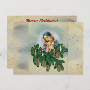 Angel-kerst en Jezus in het kaarslicht Briefkaart