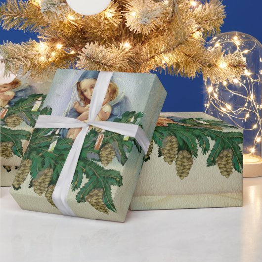 Angel-kerst en Jezus in het kaarslicht Cadeaupapier (Feestdagen)