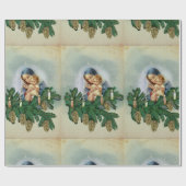 Angel-kerst en Jezus in het kaarslicht Cadeaupapier (Vlak)