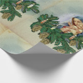 Angel-kerst en Jezus in het kaarslicht Cadeaupapier (Hoek)